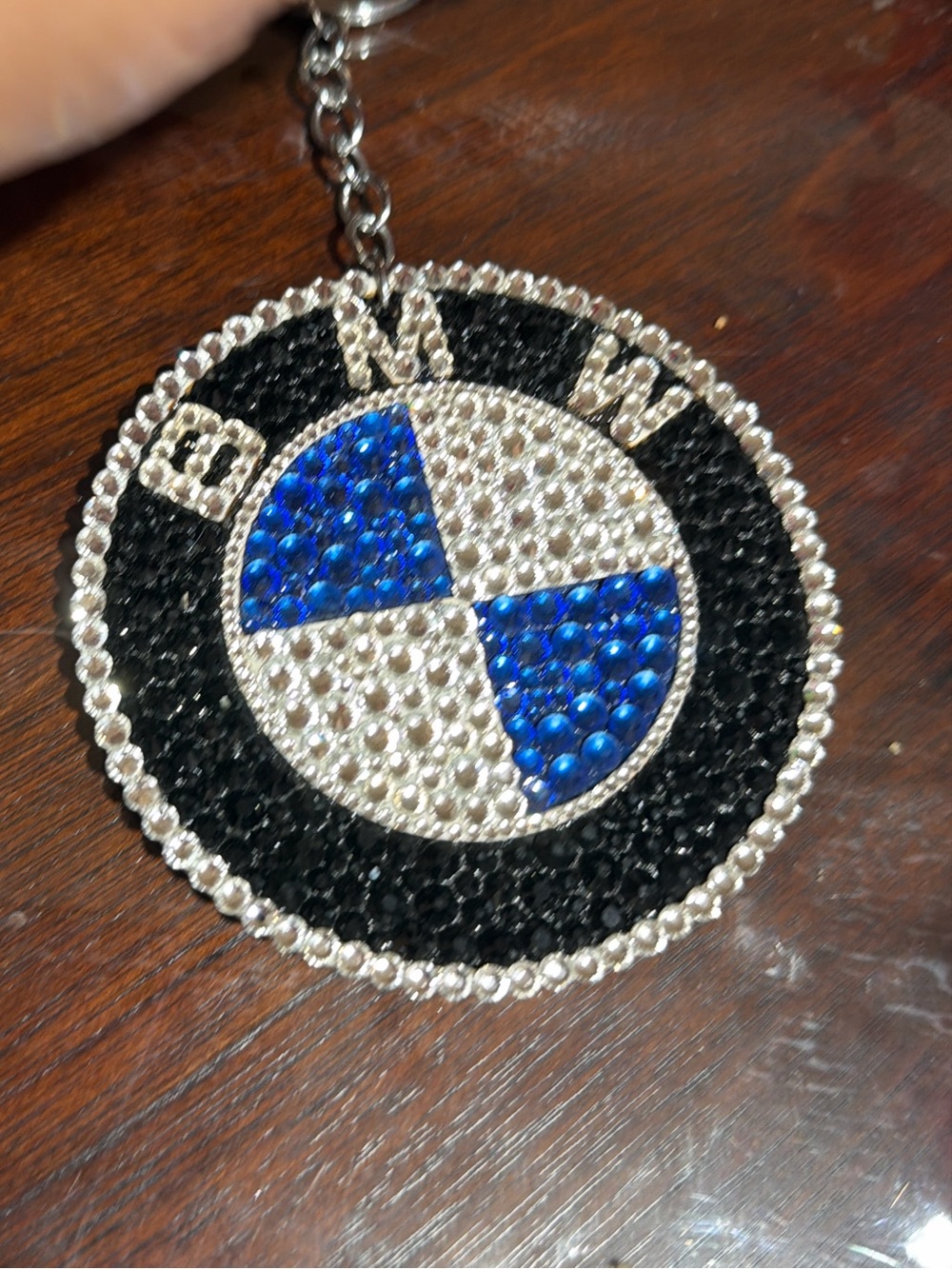 BMW Crystal Emblem Keychain in Black, Blue & Silver